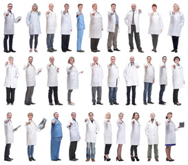 group of doctors in full length isolated on white