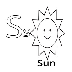 sun and moon.Alphabet S with Sun coloring page