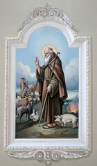 Saint Anthony the hermit, fresco in the parish church of the Exaltation of the Holy Cross in Oprisavci, Croatia