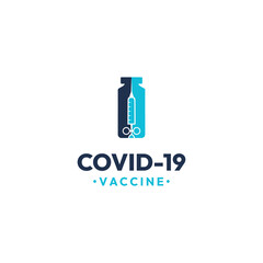 Covid-19 vaccine bottle logo icon vector design illustration