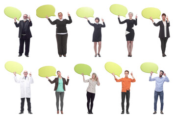 group of successful business people with comments