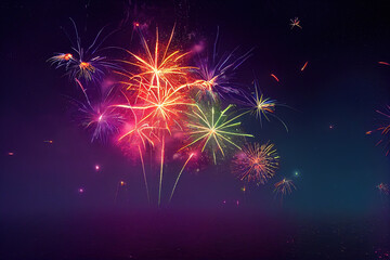 Fototapeta premium Sparkling color fireworks. AI generated