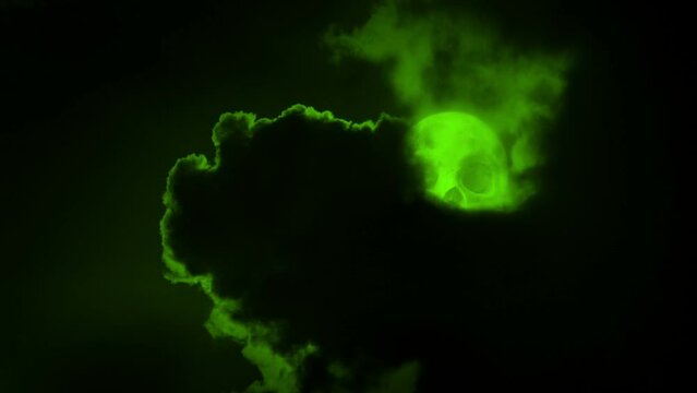 Skull Moon In Green Sky Halloween Scene