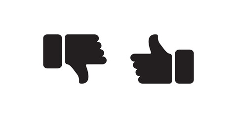 Hand Thumb Up and Hand Thumb Down Black Silhouette vector icon design template
