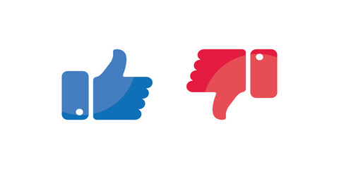 Obraz premium Hand Thumb Up and Hand Thumb Down Blue and Red vector icon design template