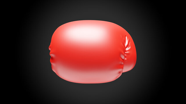 赤いボクシンググローブによる右ストレートパンチを正面から見たフォトリアルな3DCGレンダリング画像