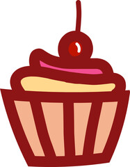 hand drawn cupcake doodle illustration