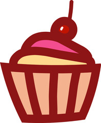 hand drawn cupcake doodle illustration
