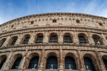 Fototapeta na wymiar Rome, Italy- November 2022: The beautiful architecture of the Colosseum roman arena