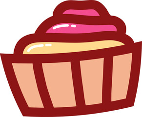 hand drawn cupcake doodle illustration