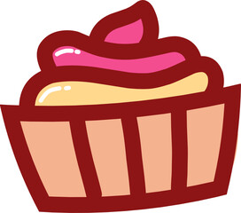 hand drawn cupcake doodle illustration