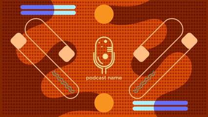 ABSTRACT TEMPLATE PODCAST MICROPHONE FLAT COLOR LIQUID DESIGN BACKGROUND VECTOR. GOOD FOR COVER DESIGN, BANNER, WEB,SOCIAL MEDIA