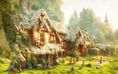 render of a snowy house in the woods