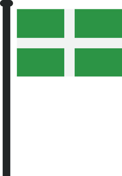 White Cross Green Flag Icon. Country Symbol