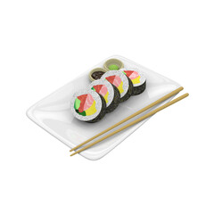 SUSHI ROLL 3D RENDER ISOLATED IMAGES