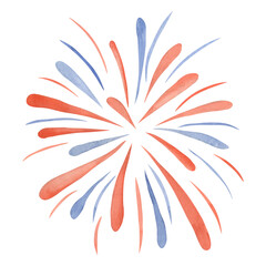 Fototapeta na wymiar Watercolor usa independence fourth july day flag colors salut firework illustration