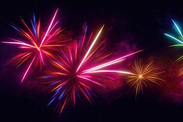 Naklejka premium Sparkling color fireworks. AI generated