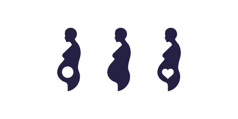 Woman pregnant silhouette vector illustration design template