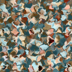 Camouflage wavy marble seamless pattern. Gradient blur for camo bohemian backdrop. Textured vintage wallpaper. 