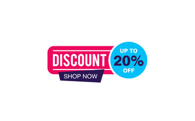 20 Percent discount offer, clearance, promotion banner layout with sticker style.