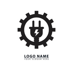 abstract electric mechanic vector logo icon.