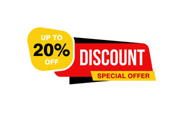 20 Percent discount offer, clearance, promotion banner layout with sticker style.