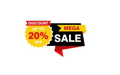 20 Percent discount offer, clearance, promotion banner layout with sticker style.