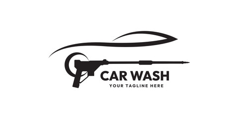 Car Wash with Pressure Wash logo vector design template