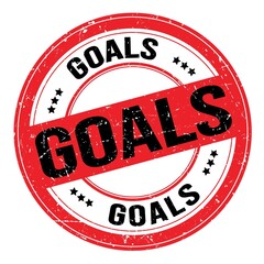 GOALS text written on red-black round stamp sign