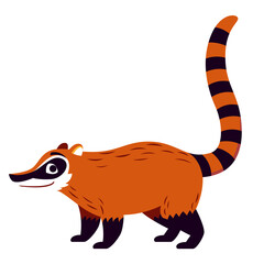 Vector Cute Cartoon Exotic Coati Illustration Isolated
