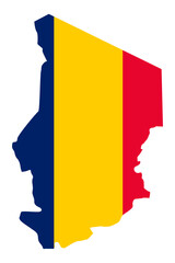 Chad map with flag african cartography