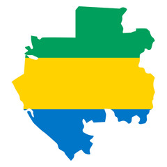 Gabon map with flag african cartography