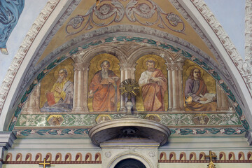 Evangelists, fresco in the parish church of the Holy Trinity in Karlovac, Croatia