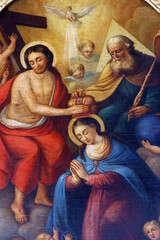 Obraz na płótnie Canvas Coronation of the Virgin Mary, main altar in the parish church of the Holy Trinity in Karlovac, Croatia