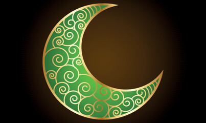 Ramadan Kareem golden with crescent moon vector illustration graphic design
