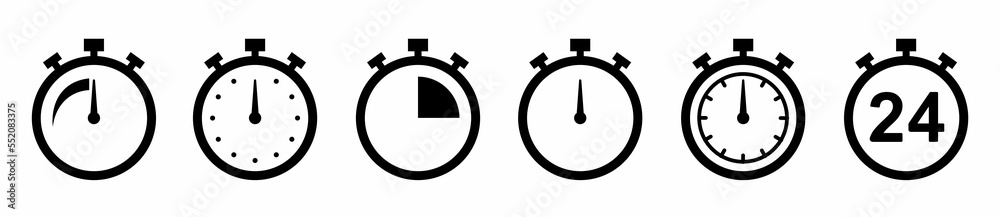 Poster timer icon collection. stopwatch icons set. symbol timer collection. set of timer vector icons.set o