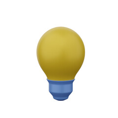 3d bulb icon on white background, 3d rendering