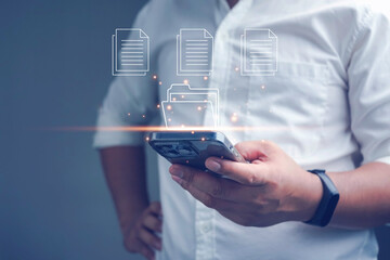 Document Management System (DMS), online documentation database and process automation to efficiently manage files, knowledge and documentation in enterprise with ERP. Corporate business technology.