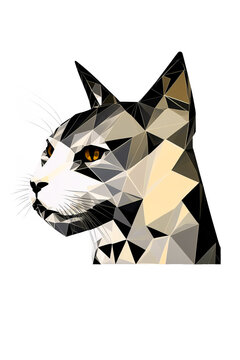 Abstract painting concept. Colorful art of a cat in geometric style. Animals. Generative AI.