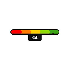 Business credit with great score bar speedometer. Indicator with color blocks from red to green, customers satisfaction with service. Evaluation, gauge rating meter concept