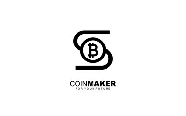 S logo BITCOIN for identity. CRYPTO CURRENCY template vector illustration for your brand.
