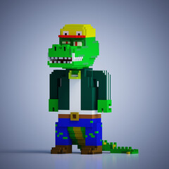 3D character crocodile in style