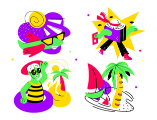 Summer vacation - flat design style illustration set