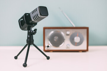 Microphone and radio, World Radio Day Concept
