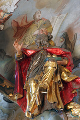 Saint Nicholas, statue on the main altar in the parish church of Our Lady of the Snow in Kutina, Croatia