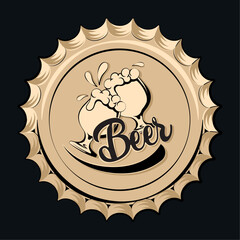 Vintage beer cups with foam poster Vector illustration