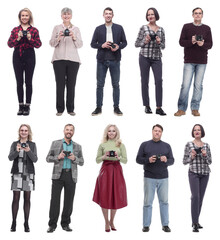 Obraz premium collage of professional photographers in full length isolated