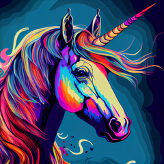Unicorn pop art, generative art