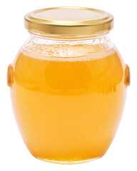 glass jar of fresh honey isolated 
