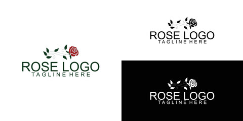 Simple rose logo design with unique concept premium vector